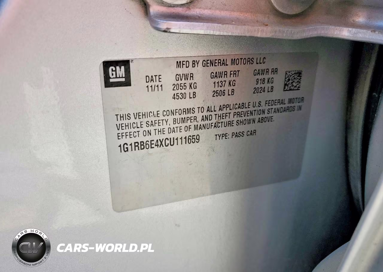 2012 Chevrolet Volt VIN:1G1RB6E4XCU111659 - 13