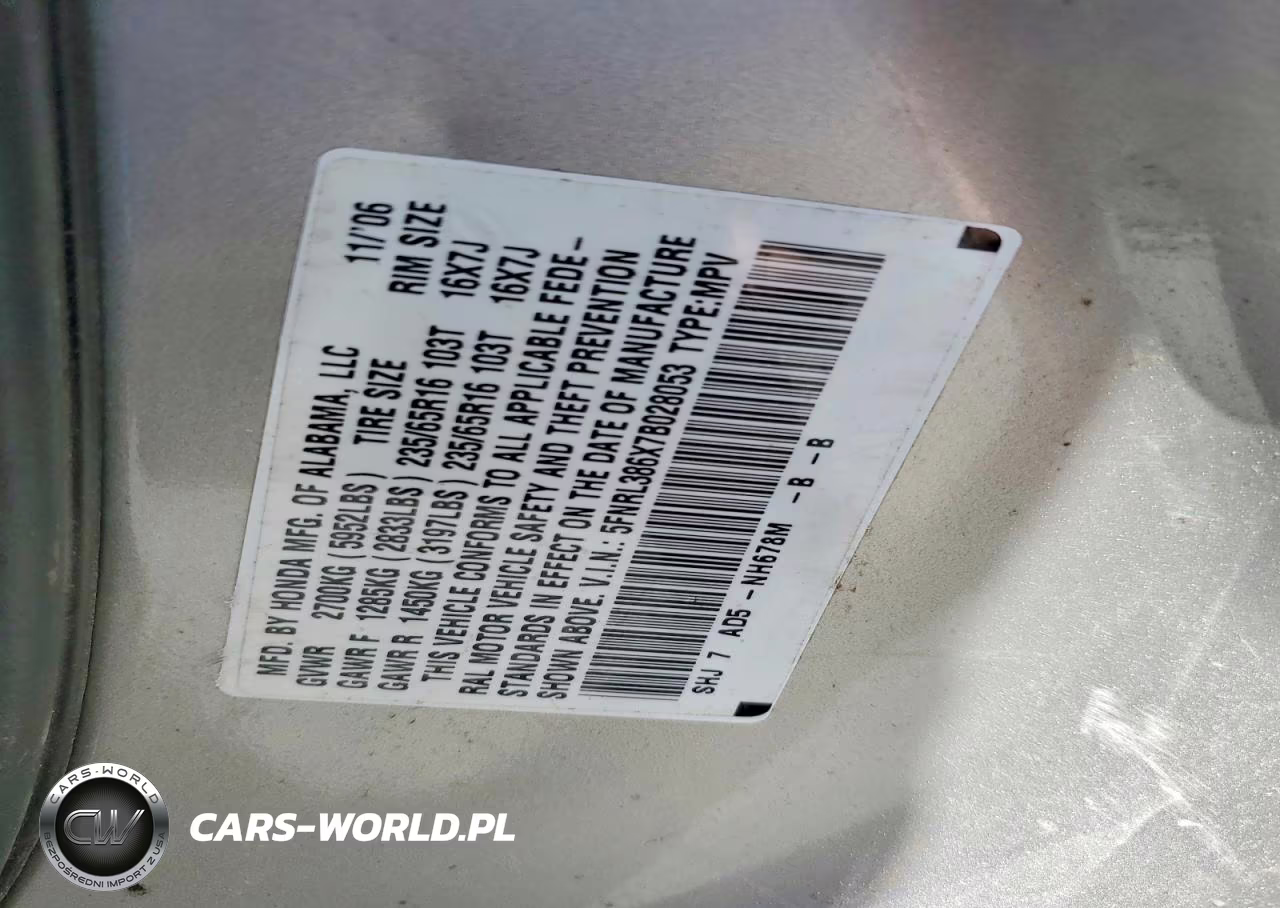 2007 Honda Odyssey Exl VIN:5FNRL386X7B028053 - 13