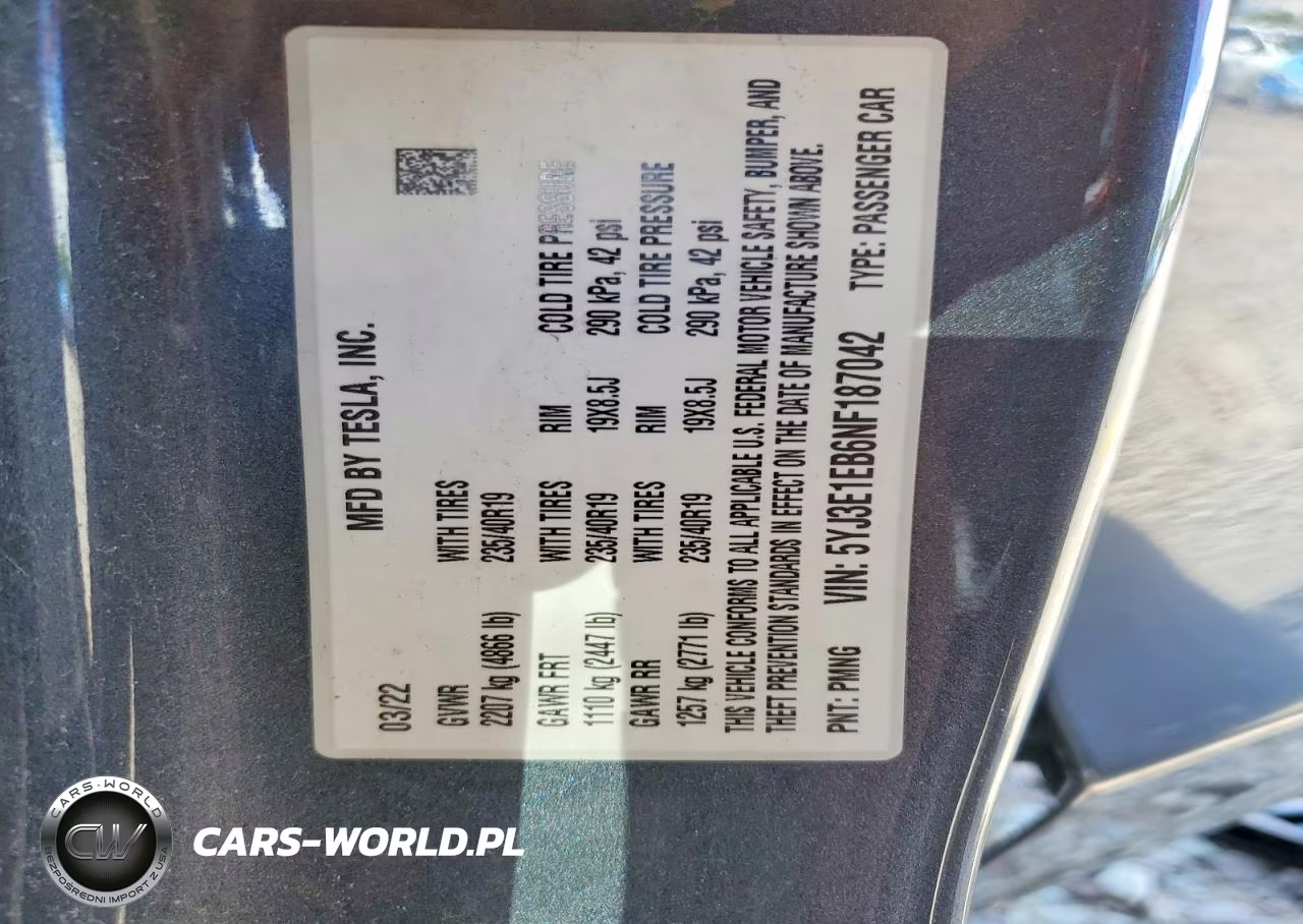 2022 Tesla Model 3 VIN:5YJ3E1EB6NF187042 - 12