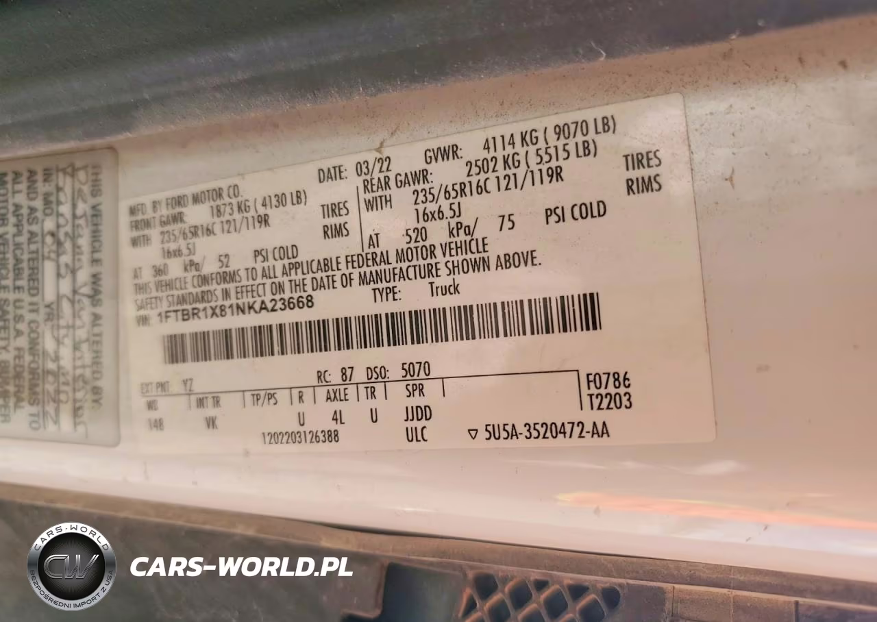 2022 Ford Transit T-250 VIN:1FTBR1X81NKA23668 - 13
