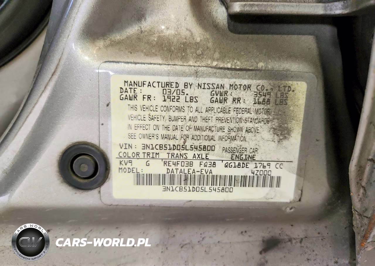 2005 Nissan Sentra 1.8 VIN:3N1CB51D05L545800 - 12