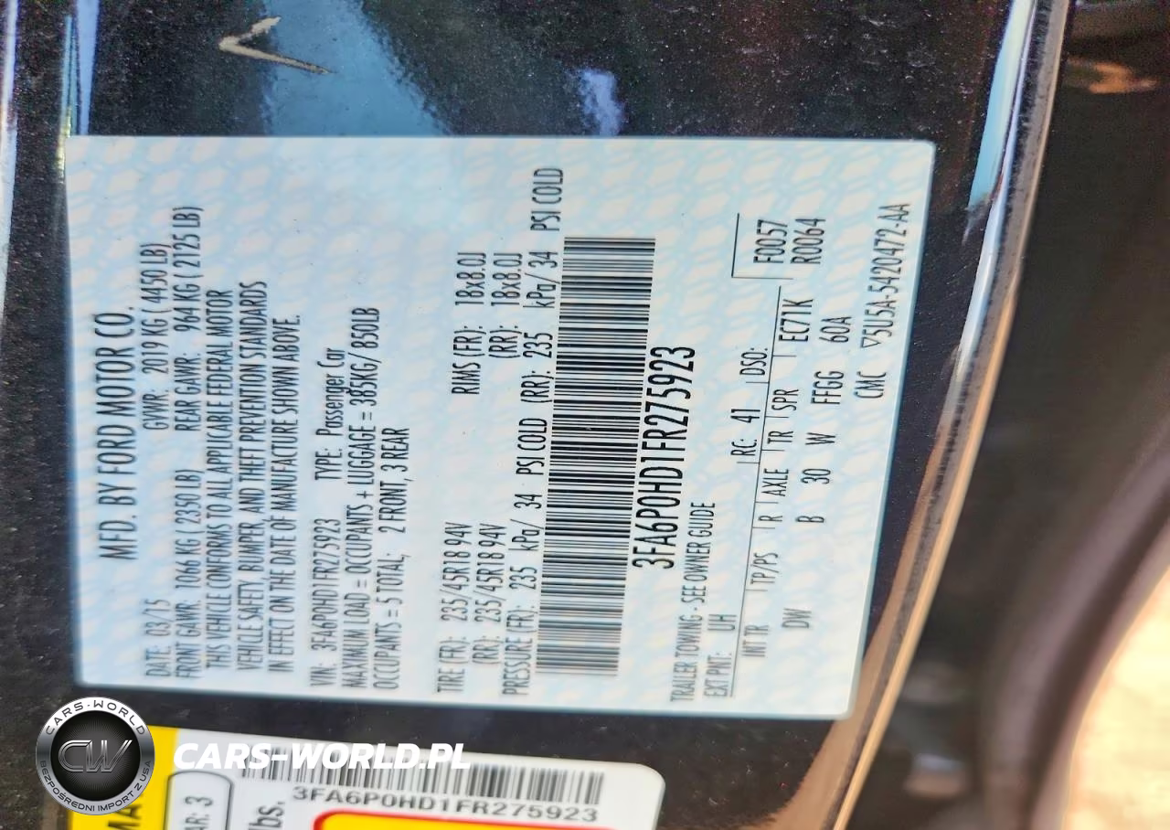 2015 Ford Fusion Se VIN:3FA6P0HD1FR275923 - 12