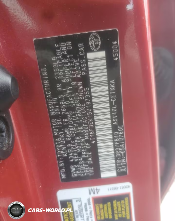 2011 Toyota Camry Base VIN:4T1BF3EK1BU187355 - 12