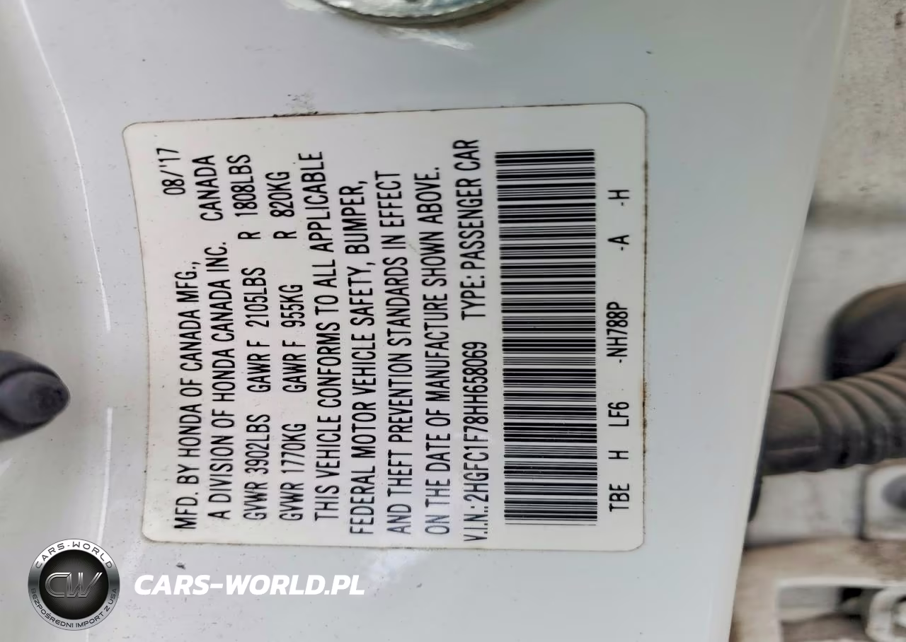 2017 Honda Civic Exl VIN:2HGFC1F78HH658069 - 12