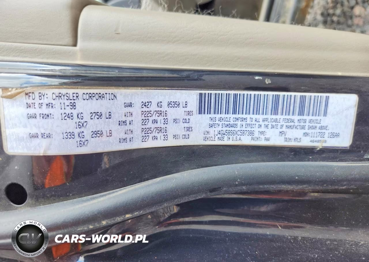 1999 Jeep Grand Cherokee Sport VIN:1J4GW58S6XC587386 - 12
