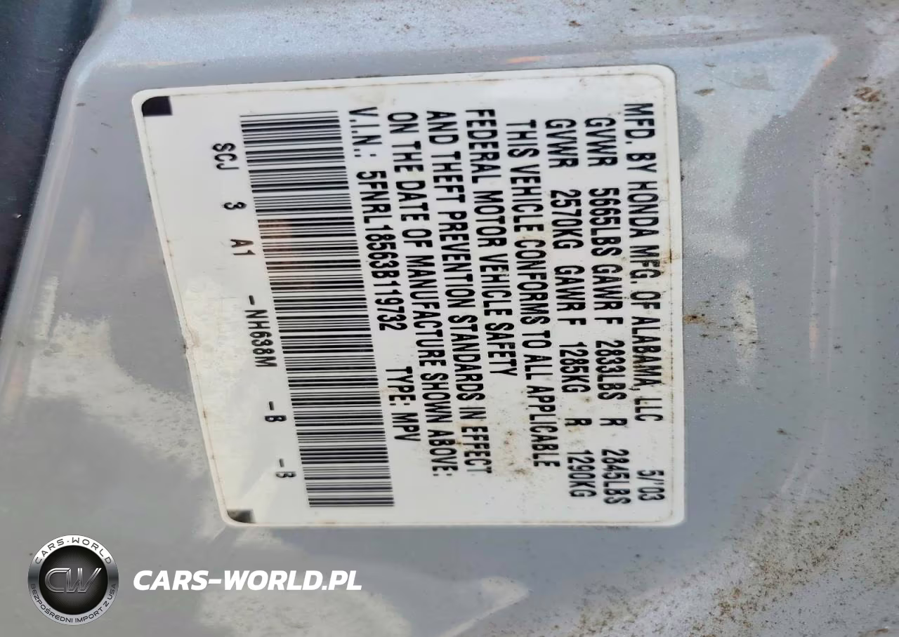 2003 Honda Odyssey Lx VIN:5FNRL18563B119732 - 14
