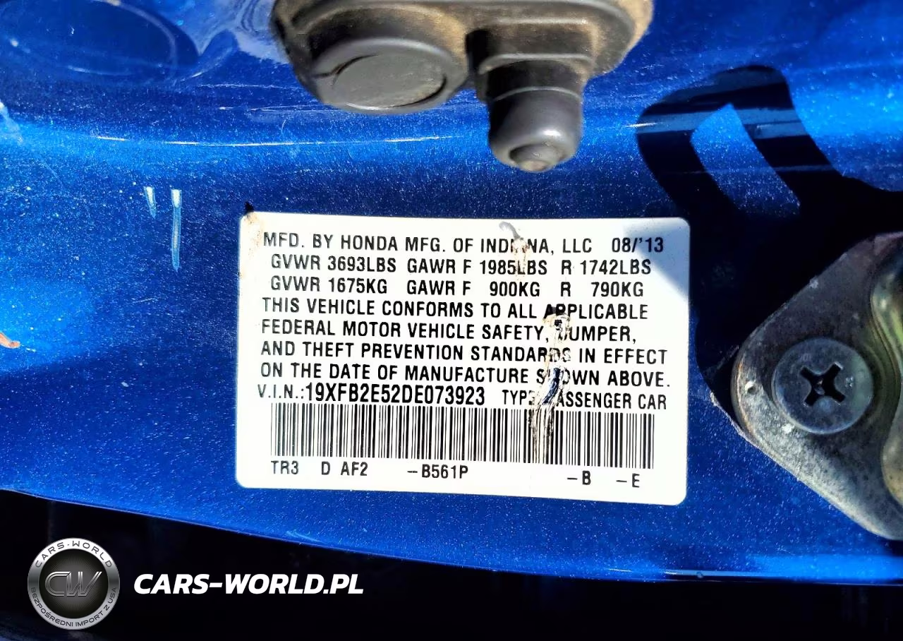 2013 Honda Civic Lx VIN:19XFB2E52DE073923 - 12