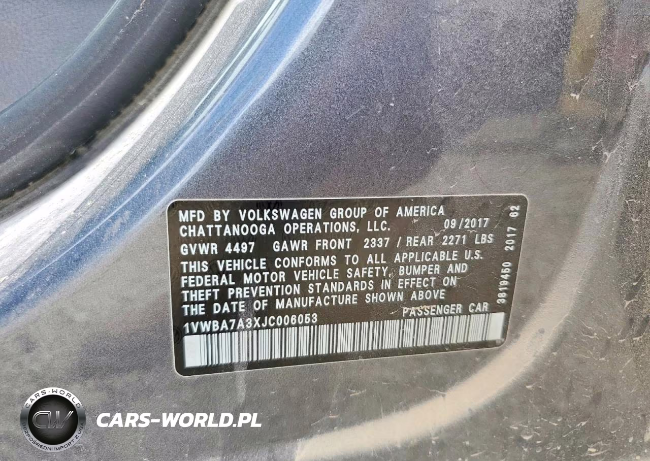 2018 Volkswagen Passat Se VIN:1VWBA7A3XJC006053 - 12