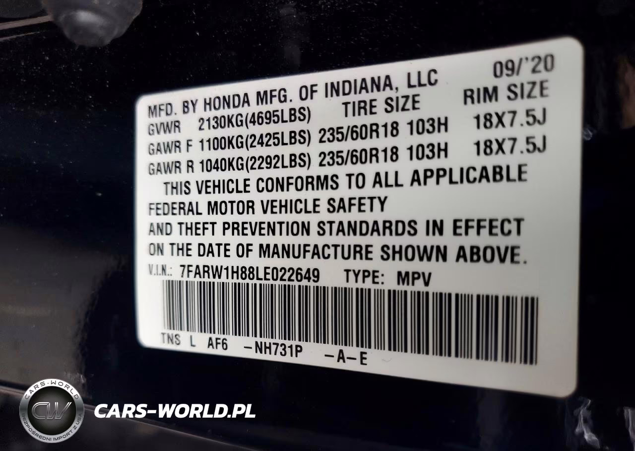 2020 Honda Cr-V Exl VIN:7FARW1H88LE022649 - 14