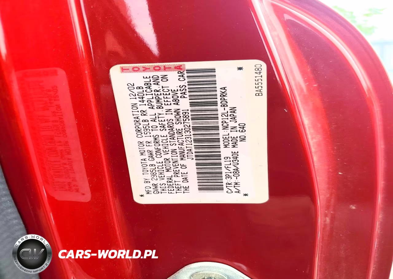 2003 Toyota Echo Base VIN:JTDAT123130275891 - 12
