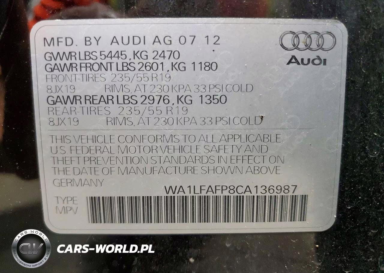 2012 Audi Q5 Premium Plus VIN:WA1LFAFP8CA136987 - 13