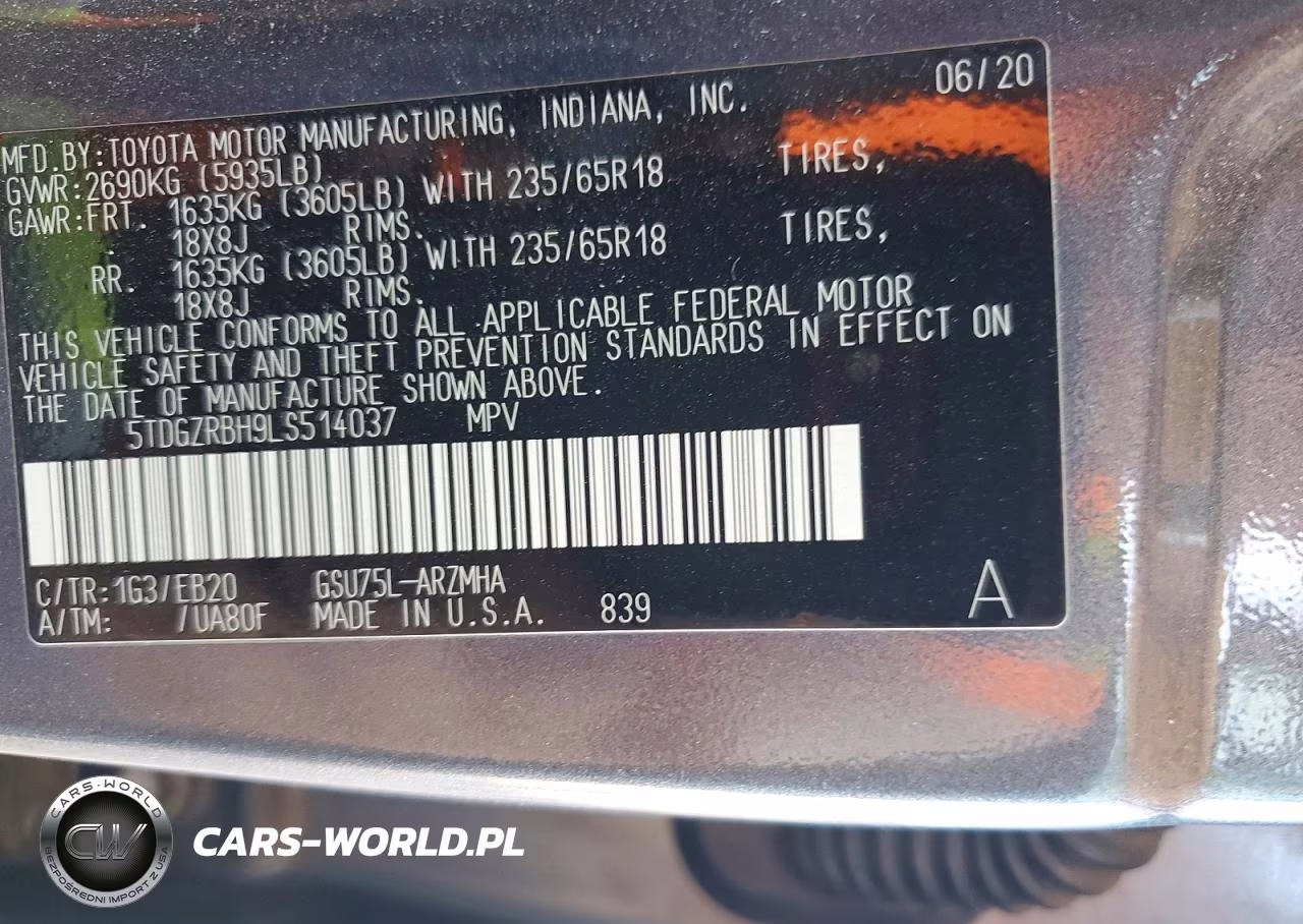 2020 Toyota Highlander Xle VIN:5TDGZRBH9LS514037 - 14
