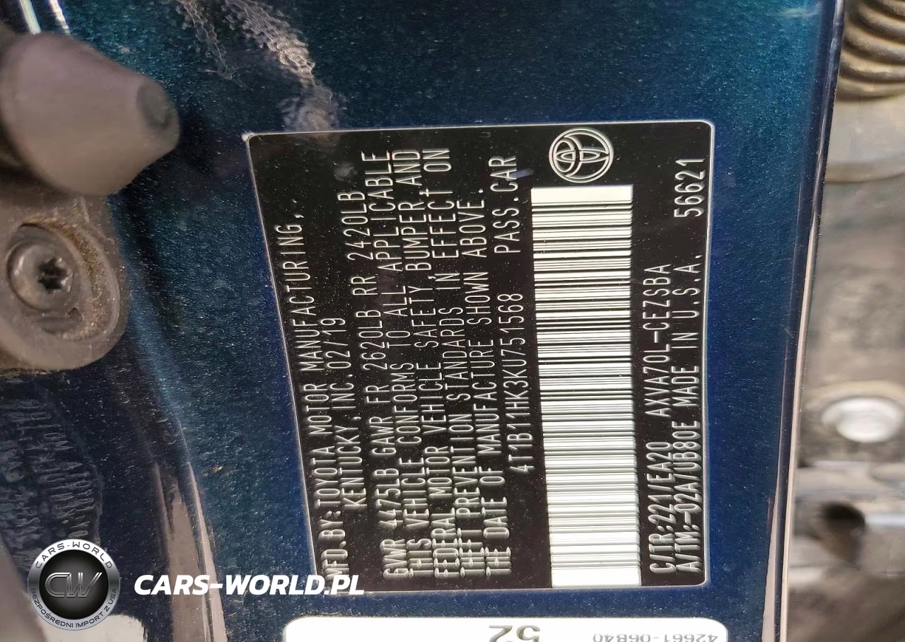 2019 Toyota Camry Se VIN:4T1B11HK3KU751568 - 12