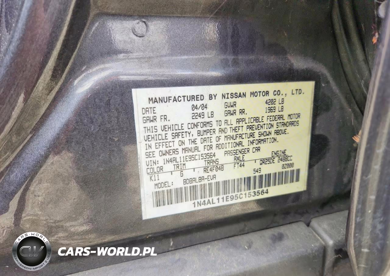 2005 Nissan Altima 2.5 VIN:1N4AL11E95C153564 - 12