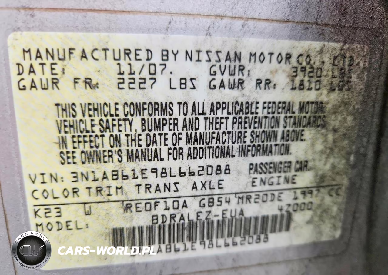 2008 Nissan Sentra 2.0 VIN:3N1AB61E98L662088 - 13
