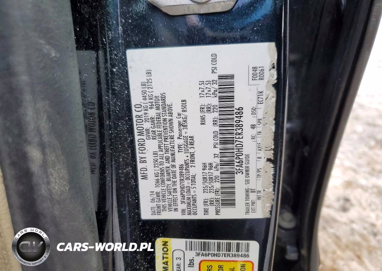 2014 Ford Fusion Se VIN:3FA6P0HD7ER389486 - 12