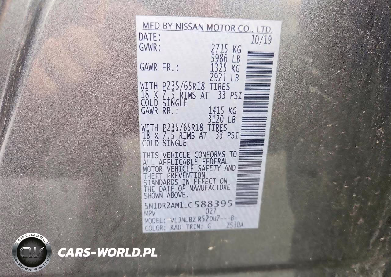 2020 Nissan Pathfinder S VIN:5N1DR2AM1LC588395 - 13