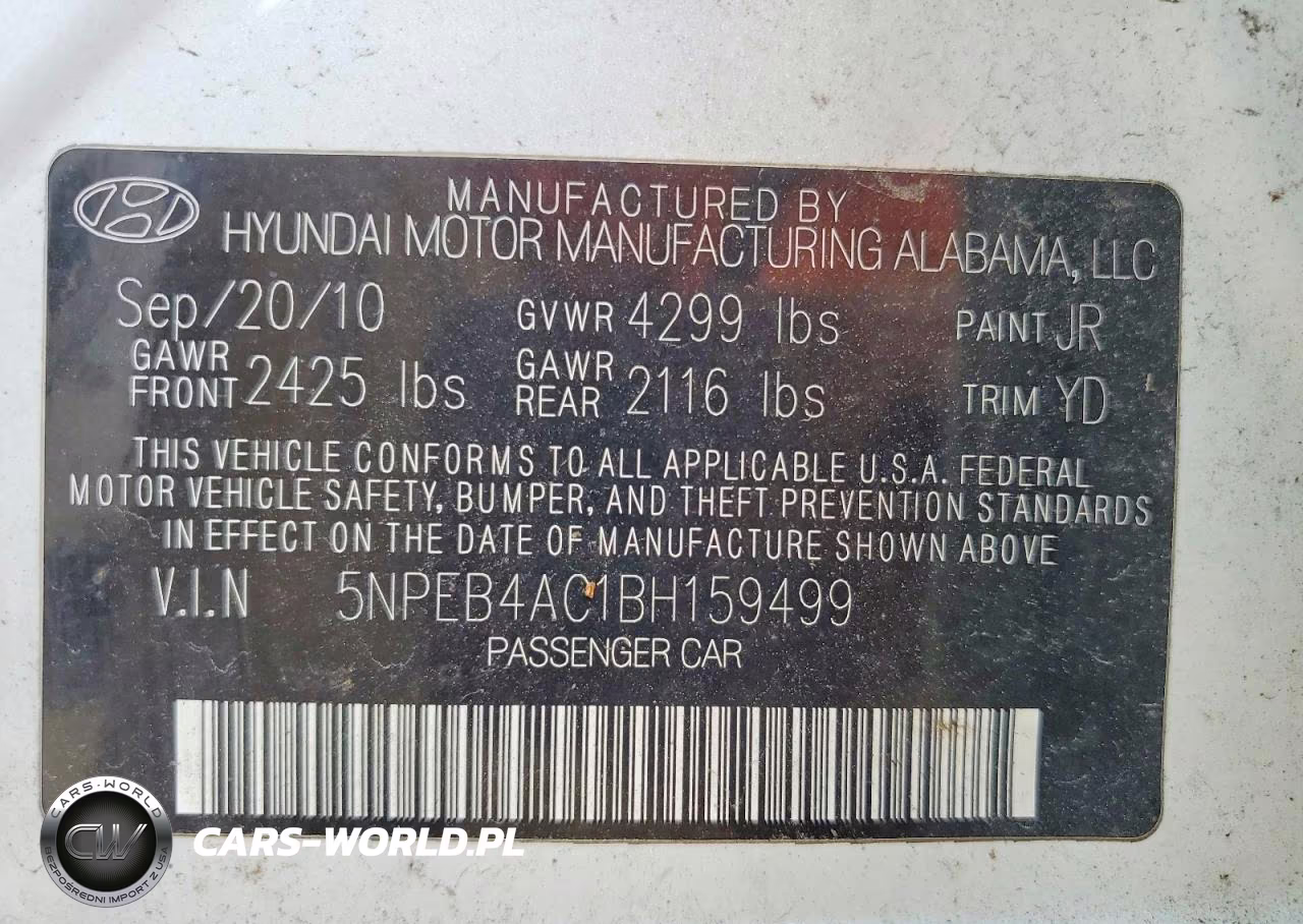 2011 Hyundai Sonata Gls VIN:5NPEB4AC1BH159499 - 12