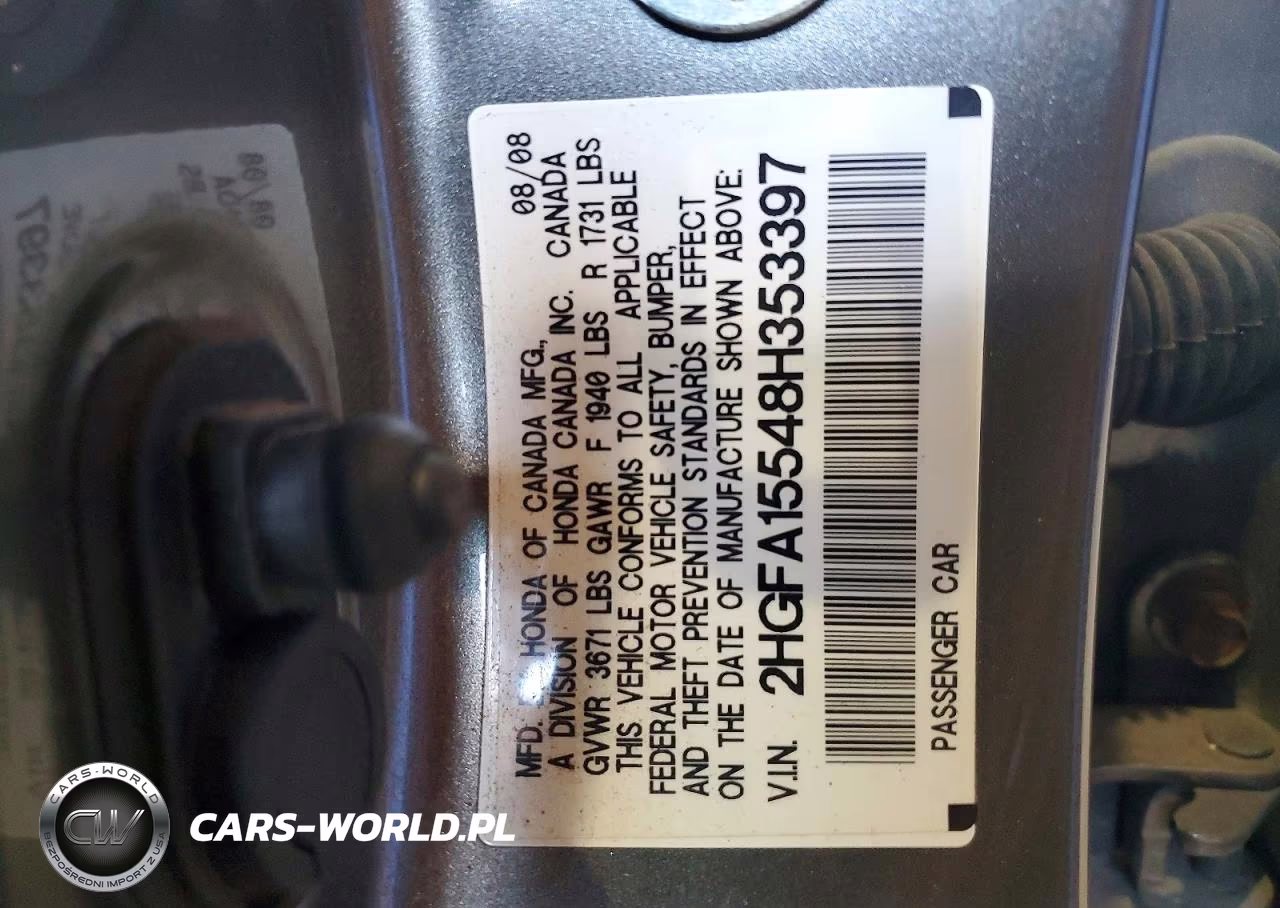 2008 Honda Civic Lx VIN:2HGFA15548H353397 - 12