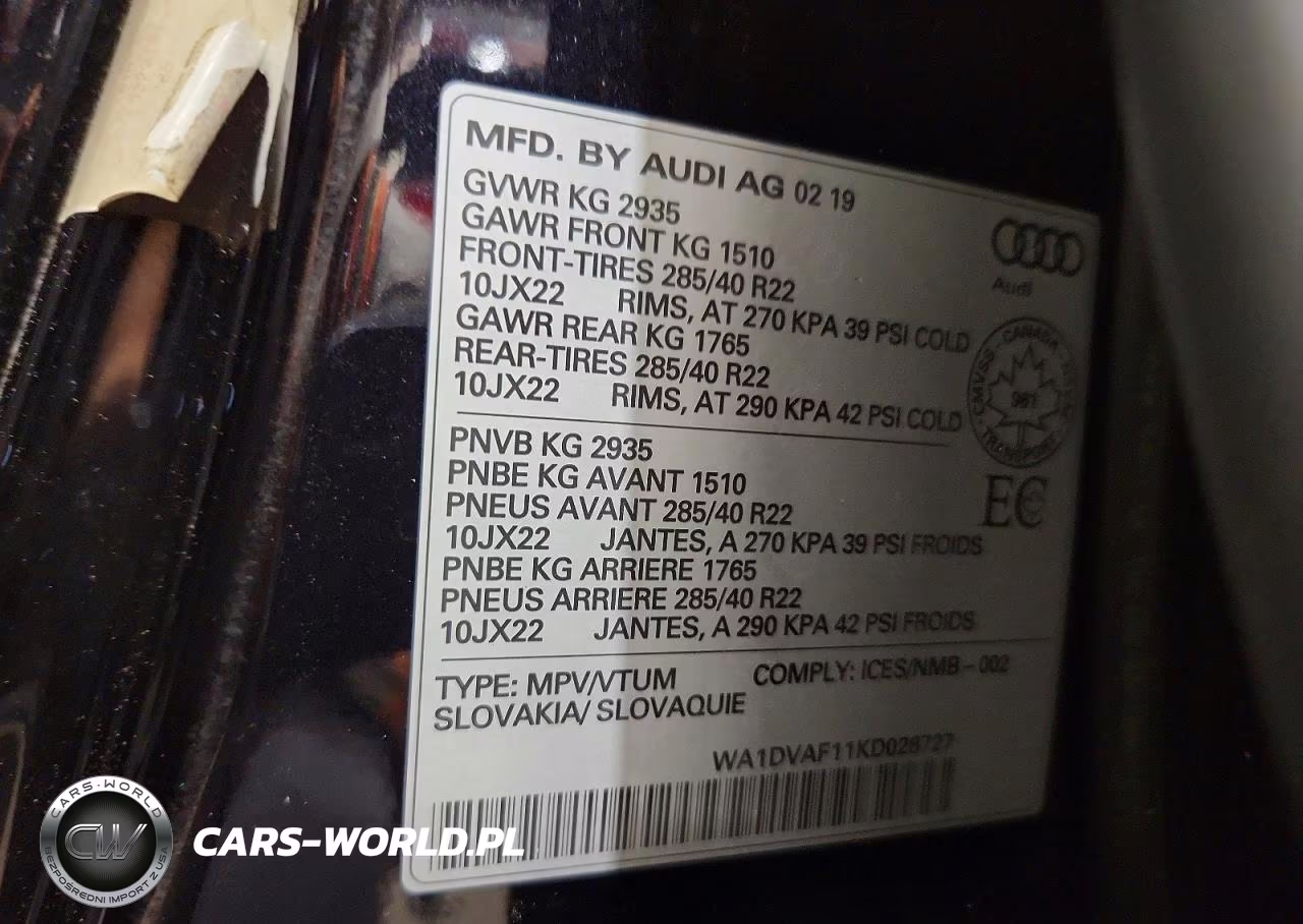 2019 Audi Q8 Progressiv S-Line VIN:WA1DVAF11KD028727 - 13