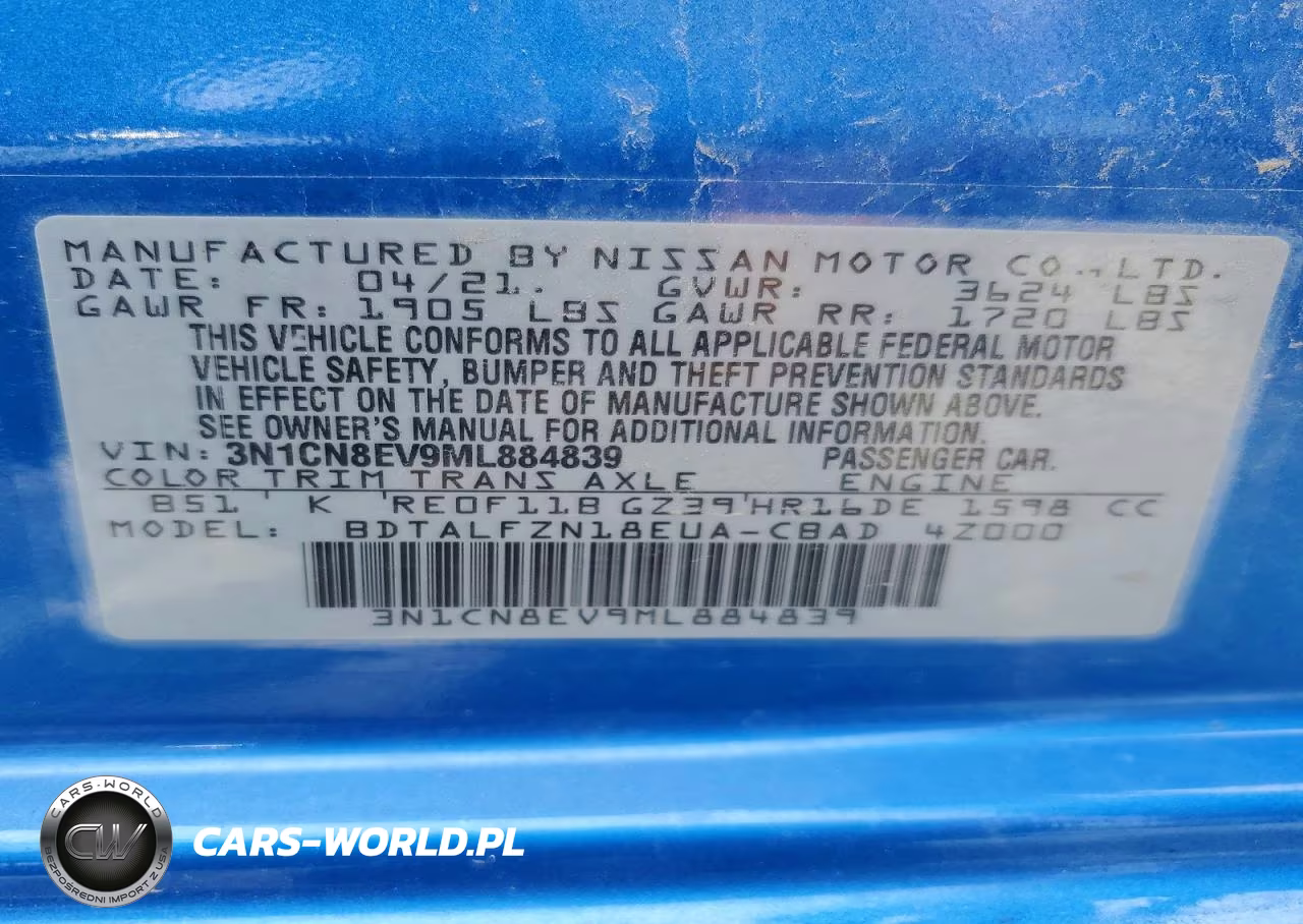 2021 Nissan Versa Sv VIN:3N1CN8EV9ML884839 - 13