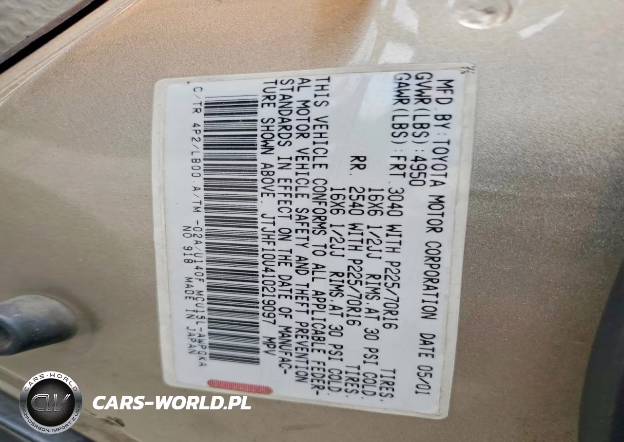 2001 Lexus Rx 300 VIN:JTJHF10U410219097 - 14