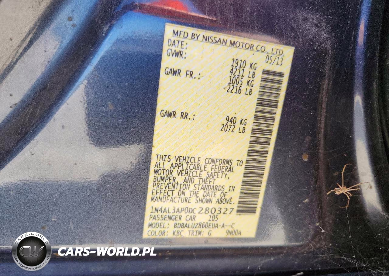 2013 Nissan Altima 2.5 Sv VIN:1N4AL3AP0DC280327 - 12