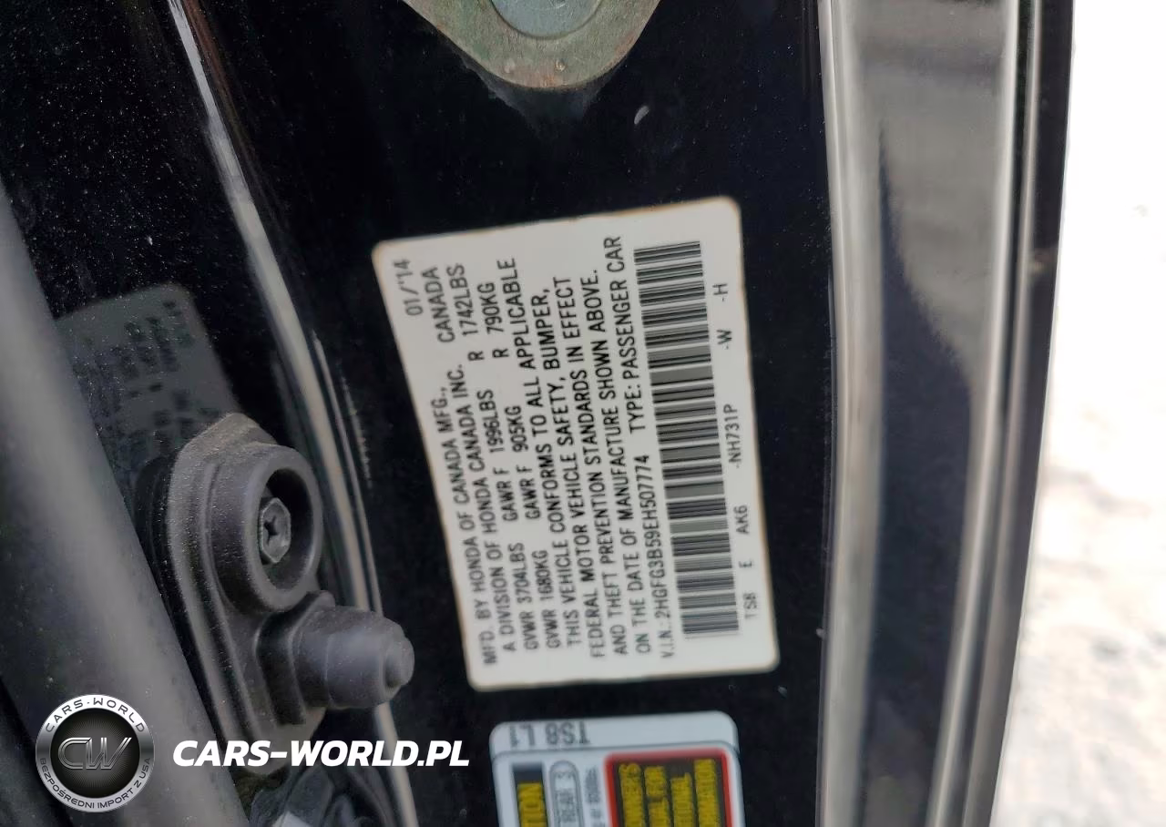 2014 Honda Civic Lx VIN:2HGFG3B59EH507774 - 13