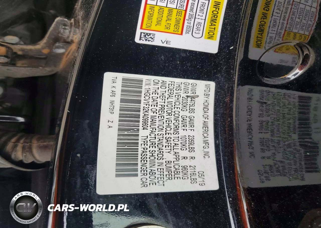 2019 Honda Accord Sport VIN:1HGCV1F32KA099604 - 12