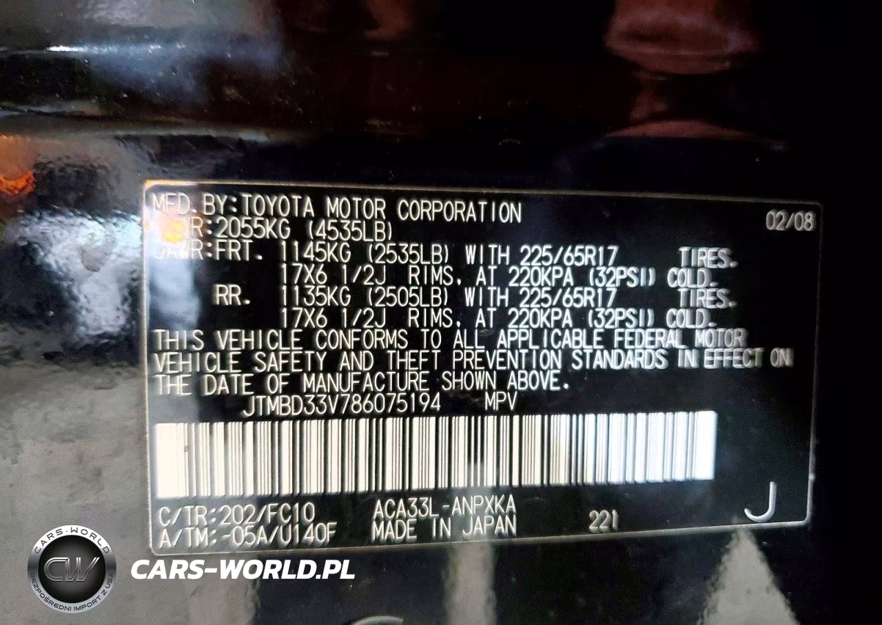2008 Toyota Rav4 Base VIN:JTMBD33V786075194 - 14