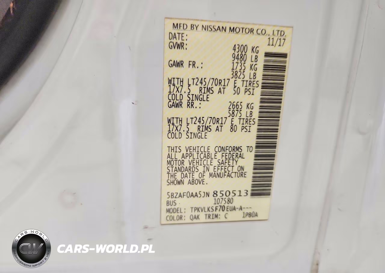 2018 Nissan Nv 3500 Hd Sl Delivery Van VIN:5BZAF0AA5JN850513 - 13