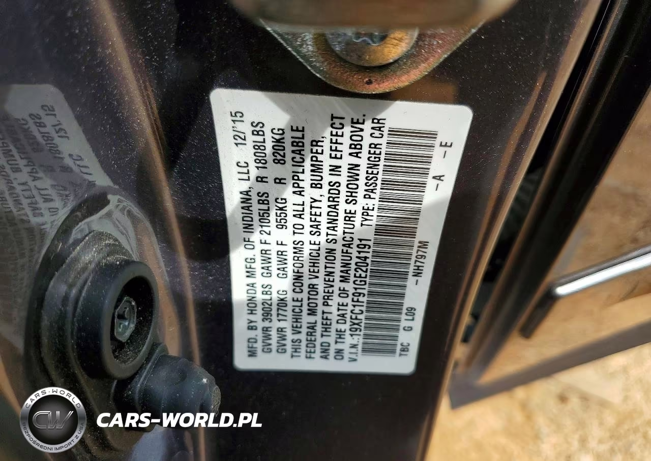2016 Honda Civic Touring VIN:19XFC1F91GE204191 - 12