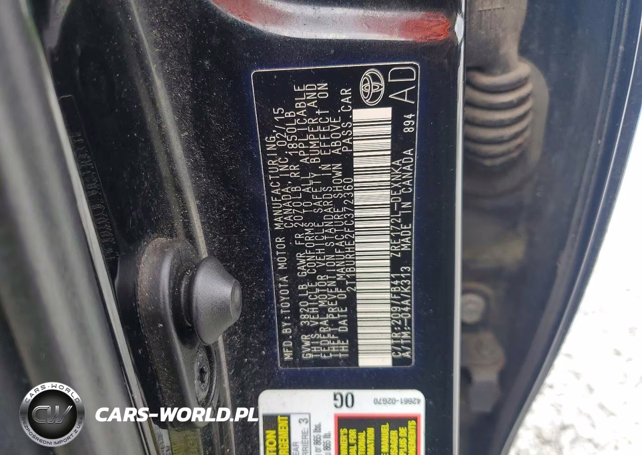 2015 Toyota Corolla Le VIN:2T1BURHE2FC372360 - 12