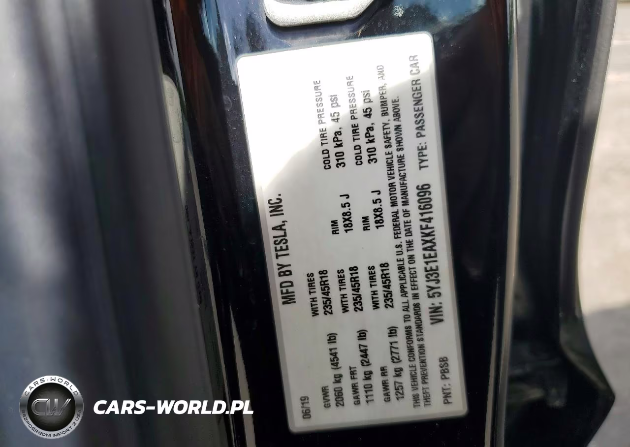 2019 Tesla Model 3 VIN:5YJ3E1EAXKF416096 - 12