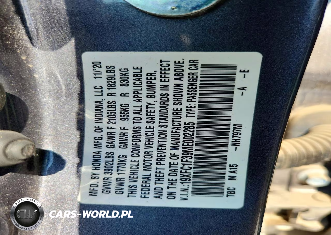 2021 Honda Civic Ex VIN:19XFC1F39ME002285 - 12