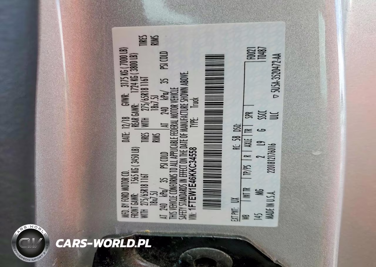 2019 Ford F150 VIN:1FTEW1E46KKC34558 - 12