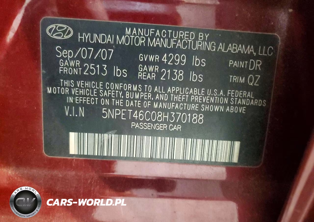 2008 Hyundai Sonata Gls VIN:5NPET46C08H370188 - 12