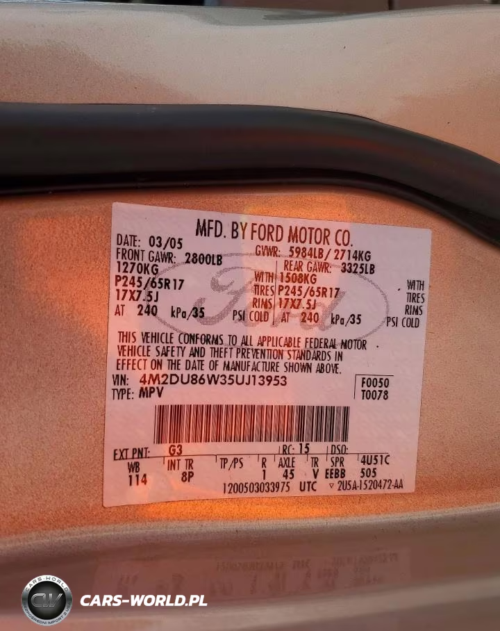 2005 Mercury Mountaineer VIN:4M2DU86W35UJ13953 - 13