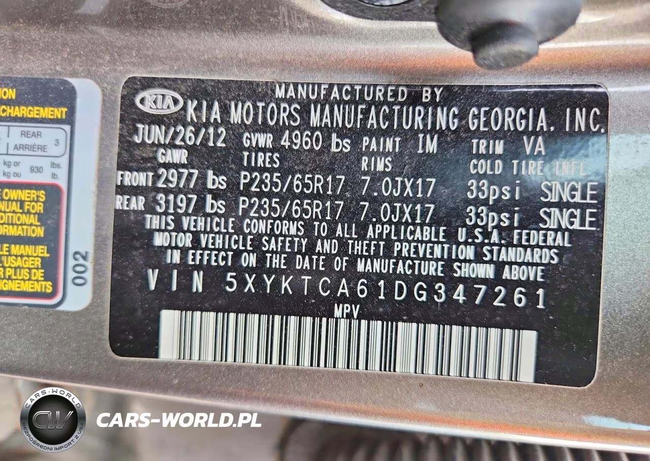 2013 Kia Sorento Lx VIN:5XYKTCA61DG347261 - 13