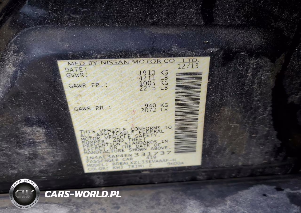 2014 Nissan Altima 2.5 Sl VIN:1N4AL3AP4EN331737 - 13