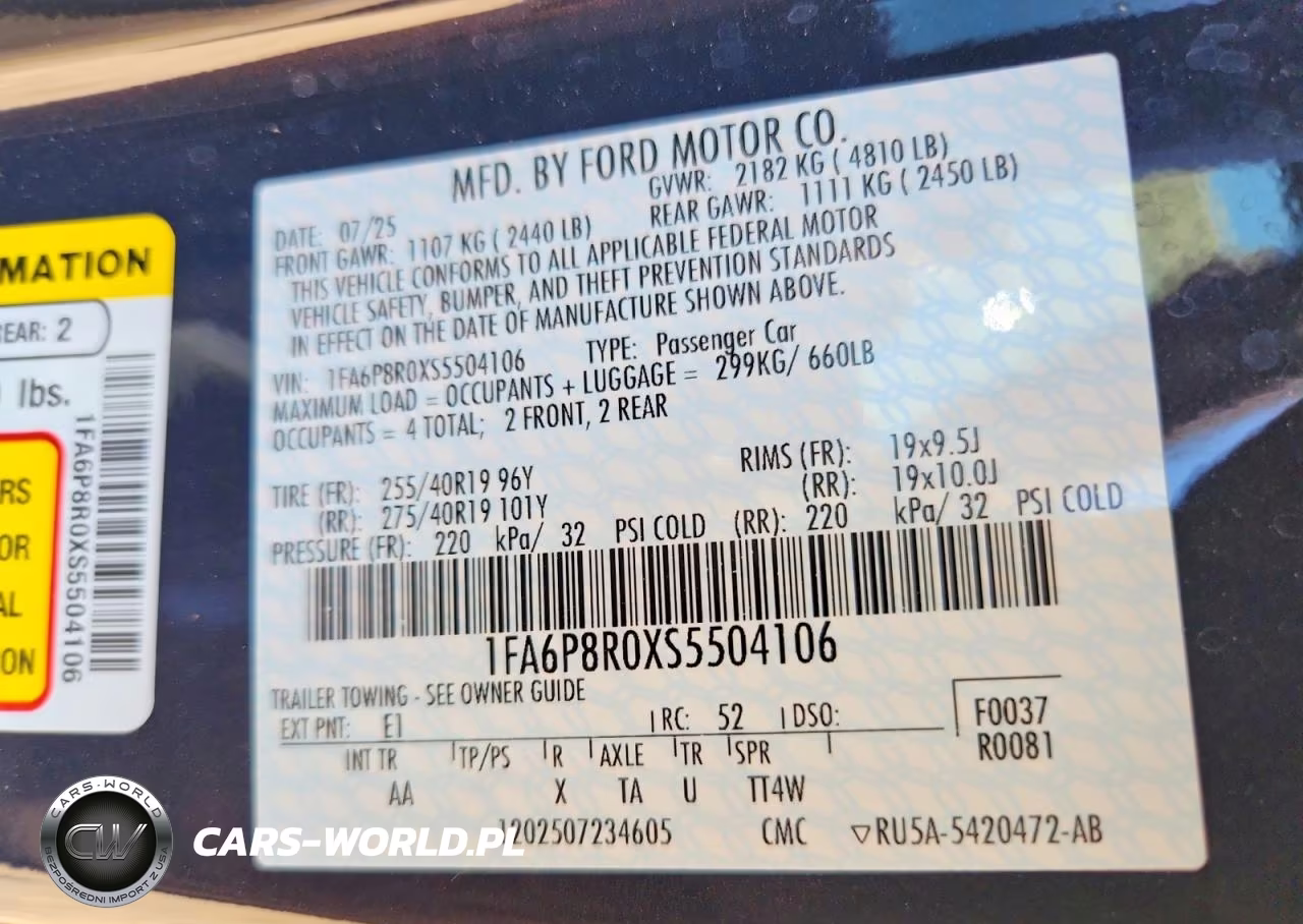 2025 Ford Mustang Dark Horse VIN:1FA6P8R0XS5504106 - 12