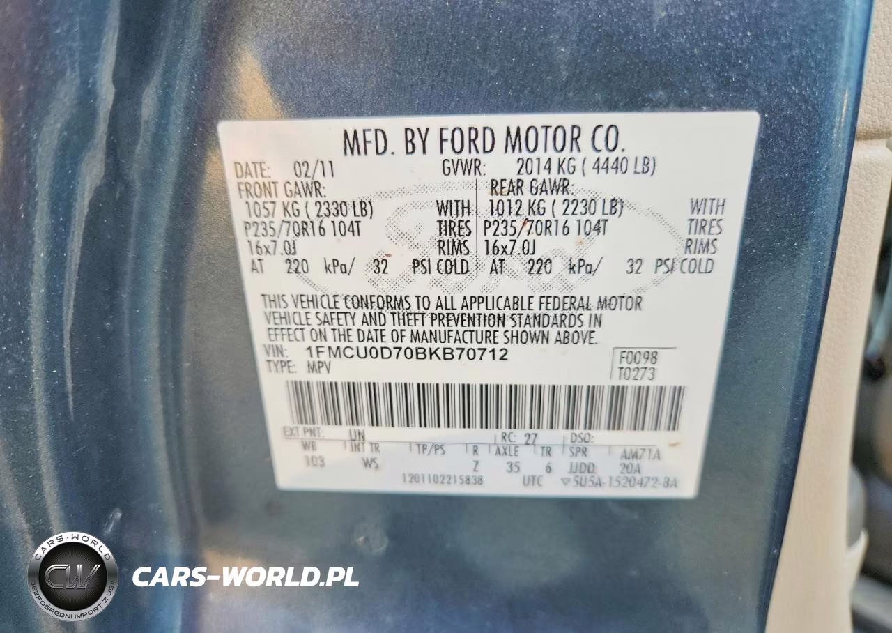 2011 Ford Escape Xlt VIN:1FMCU0D70BKB70712 - 13