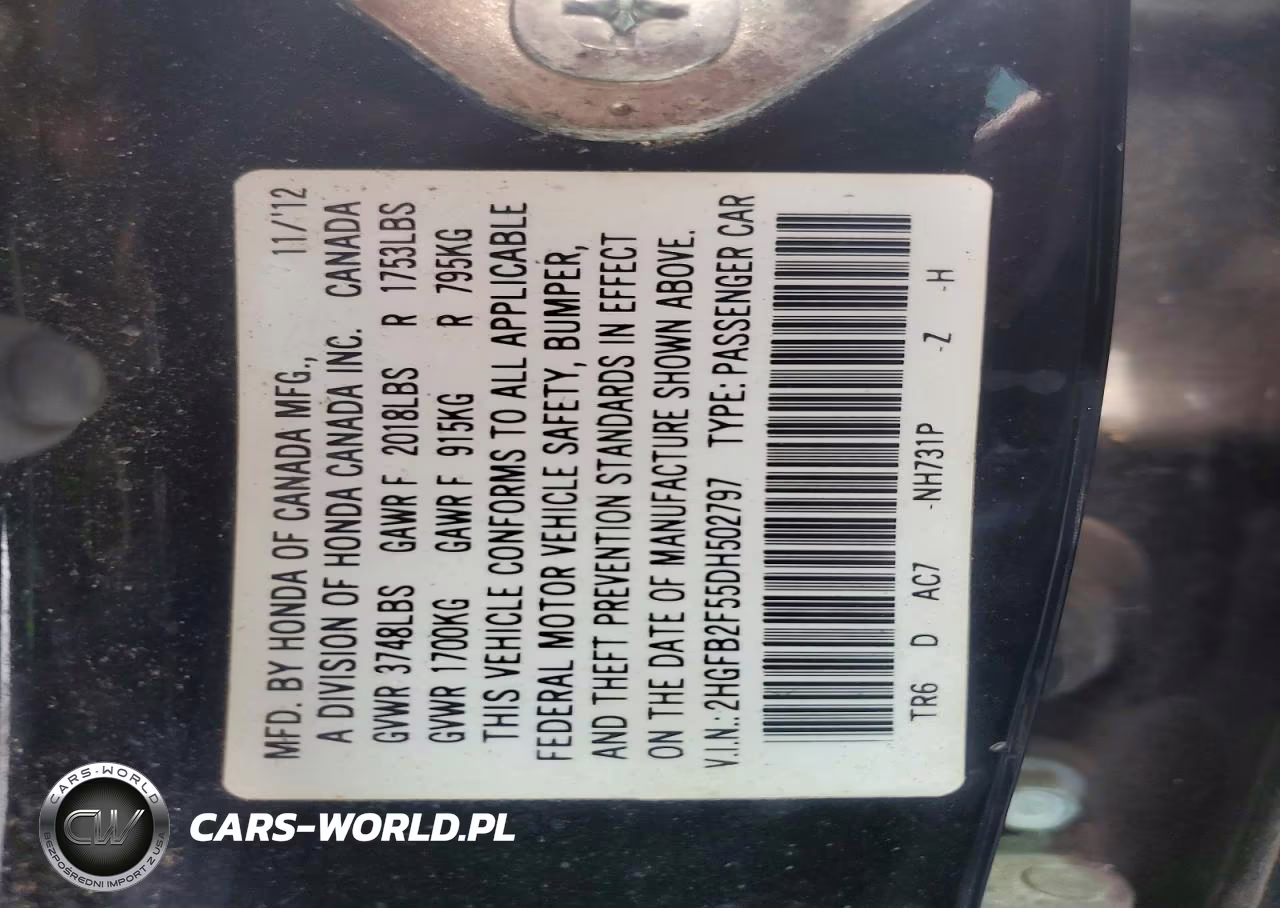 2013 Honda Civic Lx VIN:2HGFB2F55DH502797 - 12