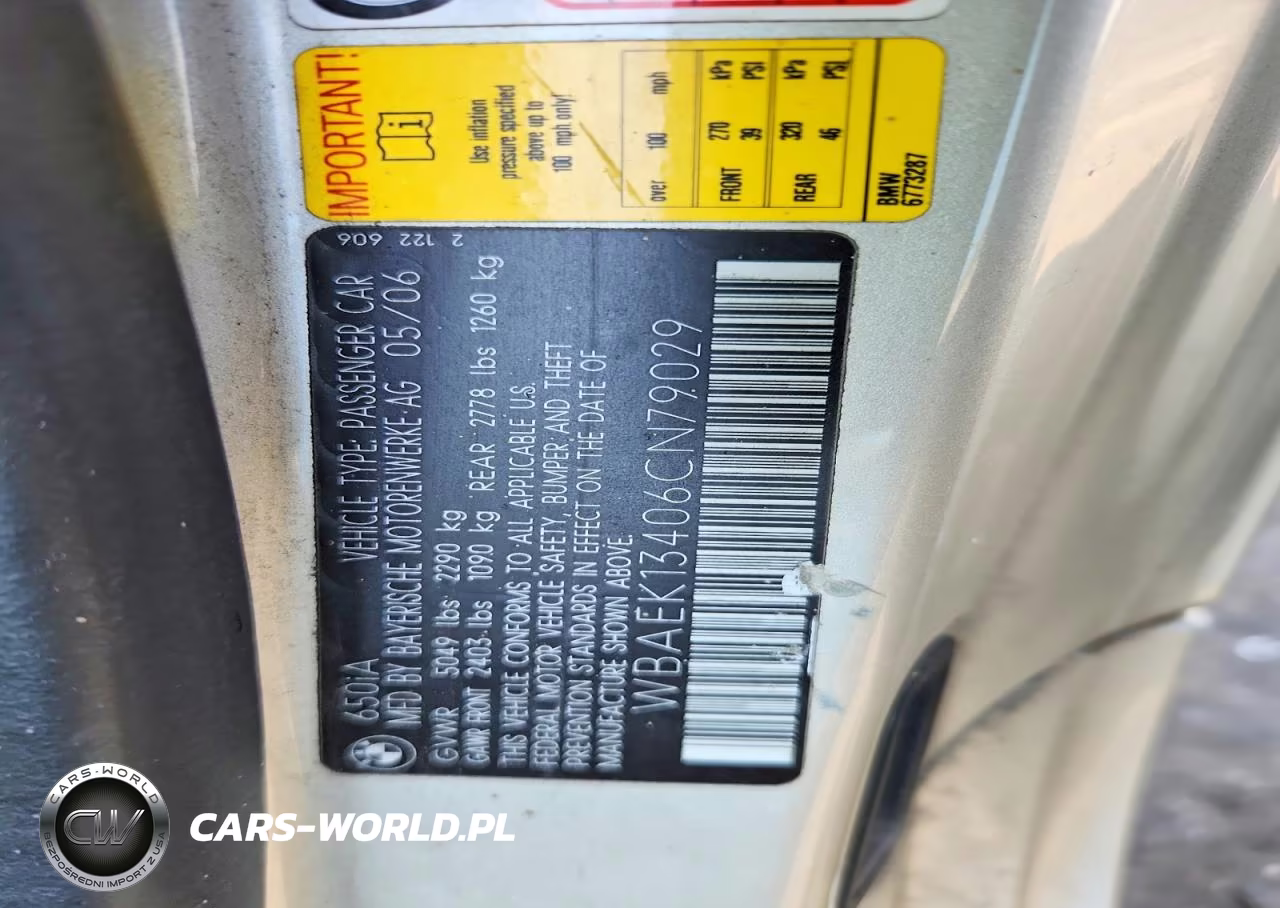 2006 BMW 650 I VIN:WBAEK13406CN79029 - 12