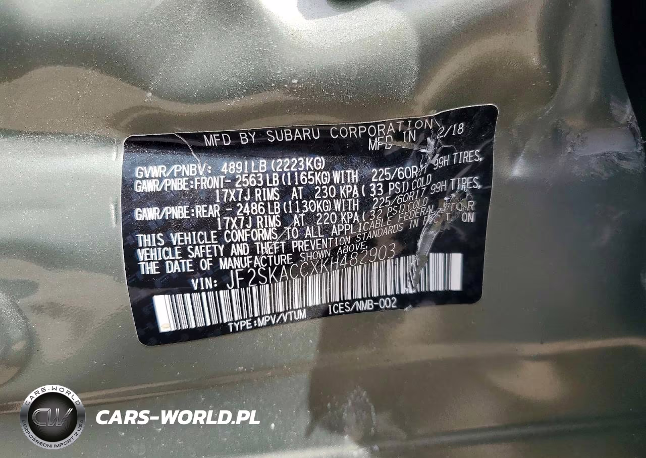2019 Subaru Forester VIN:JF2SKACCXKH482903 - 13