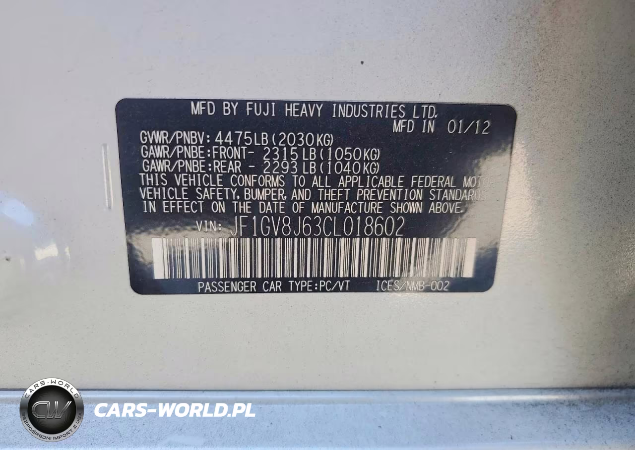 2012 Subaru Impreza Wrx Sti VIN:JF1GV8J63CL018602 - 12