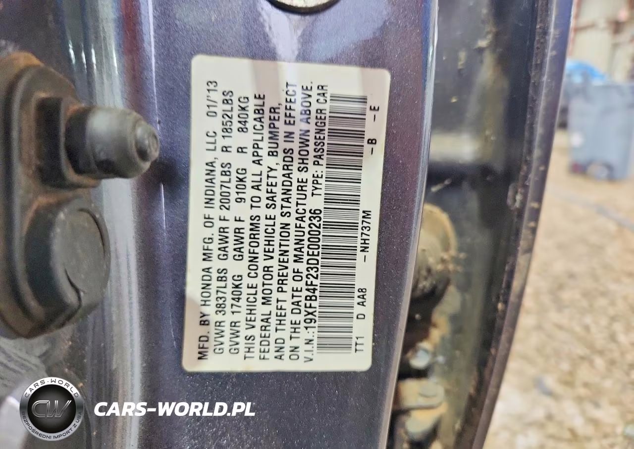 2013 Honda Civic Hybrid VIN:19XFB4F23DE000236 - 12