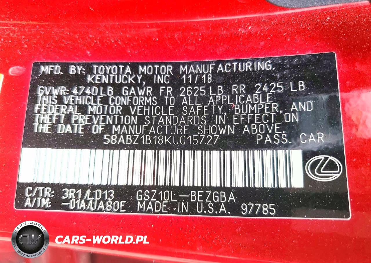 2019 Lexus Es 350 VIN:58ABZ1B18KU015727 - 12