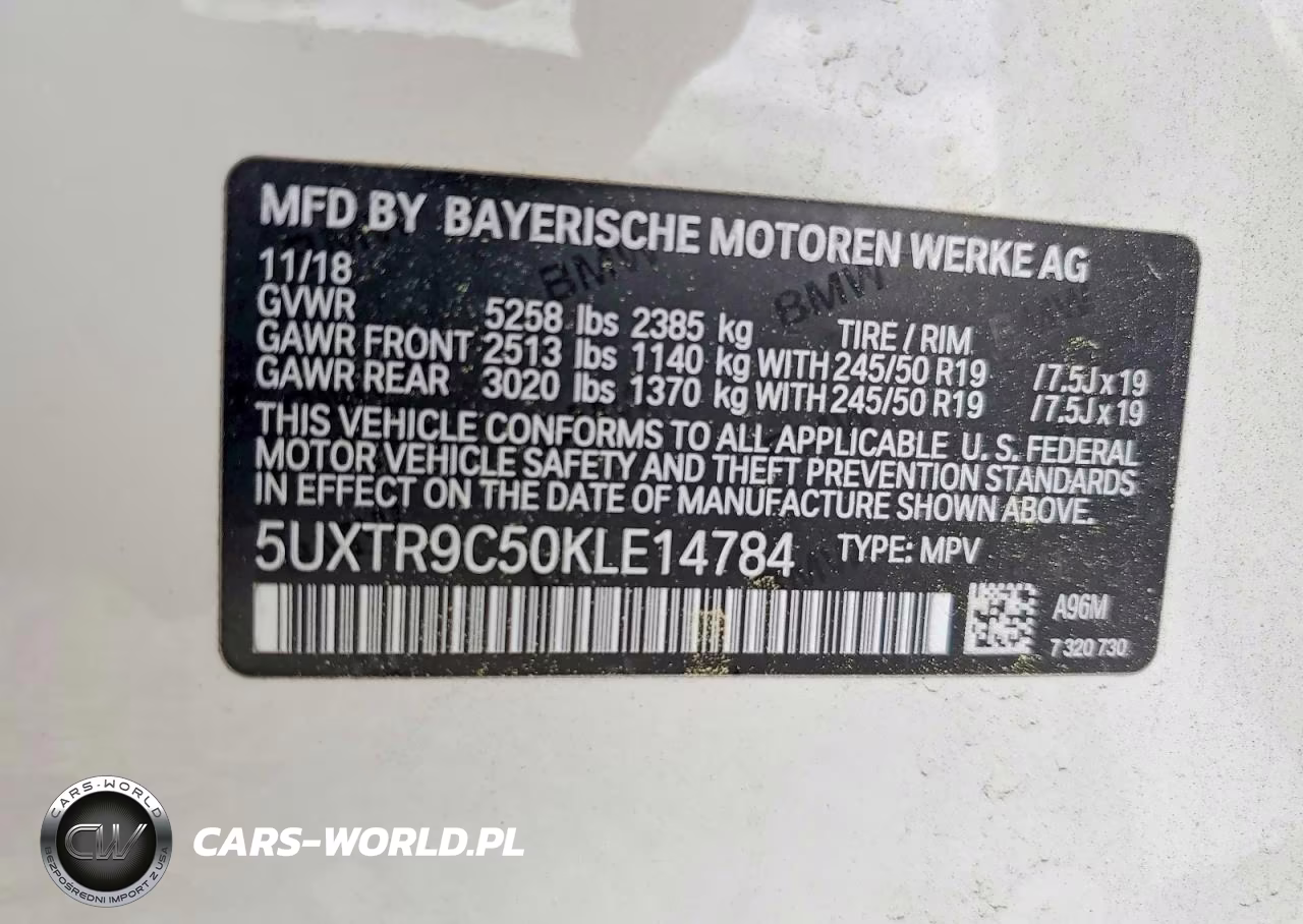 2019 BMW X3 xDrive30I VIN:5UXTR9C50KLE14784 - 13