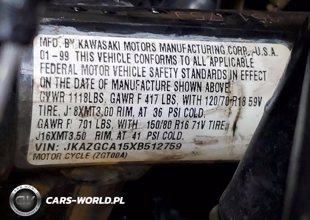 1999 Kawasaki Zg1000 VIN:JKAZGCA15XB512759 - 9